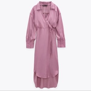 Zara Satin Effect Wrap Dress S